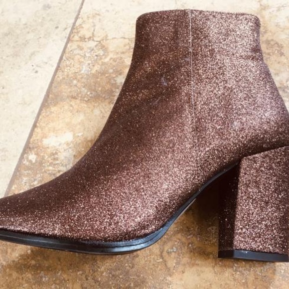 Bronze Merco Glittered Ankle Boots/Booties - Picture 1 of 8